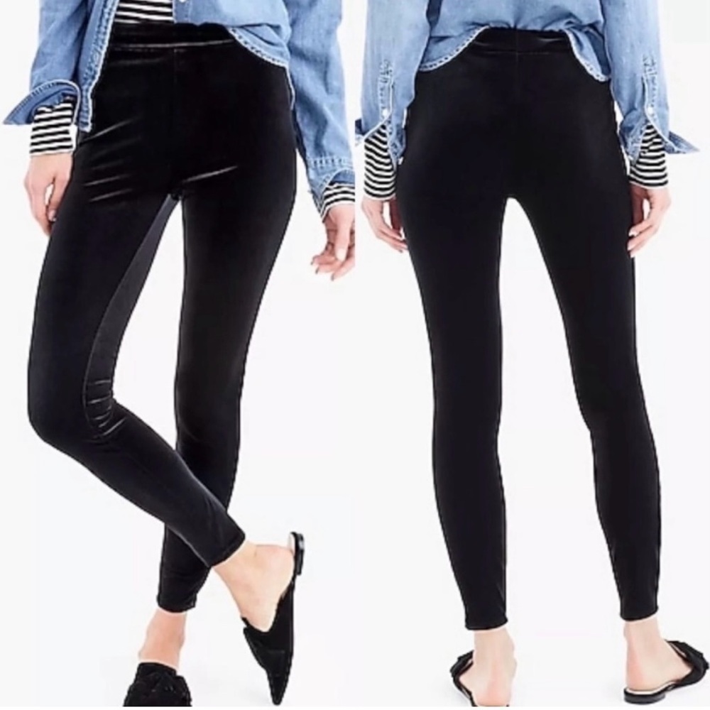 J Crew Black Velvet Leggings - Picture 1 of 6